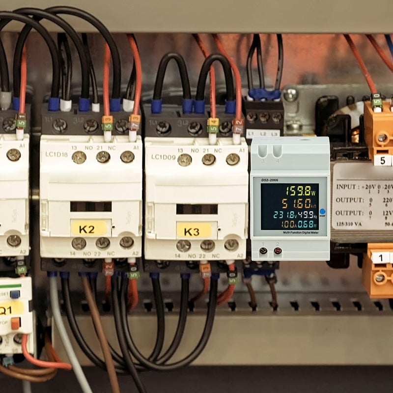QWORK عداد طاقة أحادي الطور، AC 40-300V 100A لمراقبة استهلاك الكهرباء فولت ميتر لعامل القدرة والجهد والتيار KWh التردد - Image 5